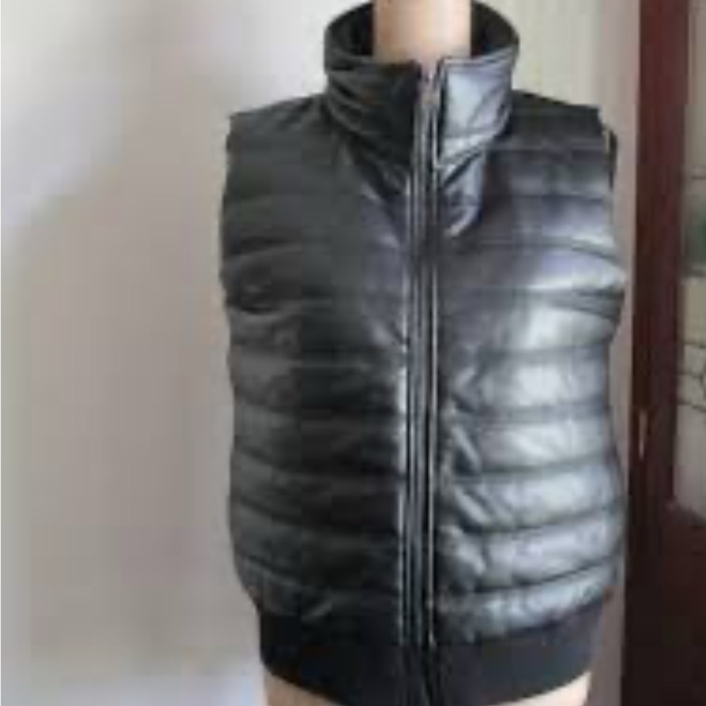 Max Studio Faux Leather Black Vest – Size Large